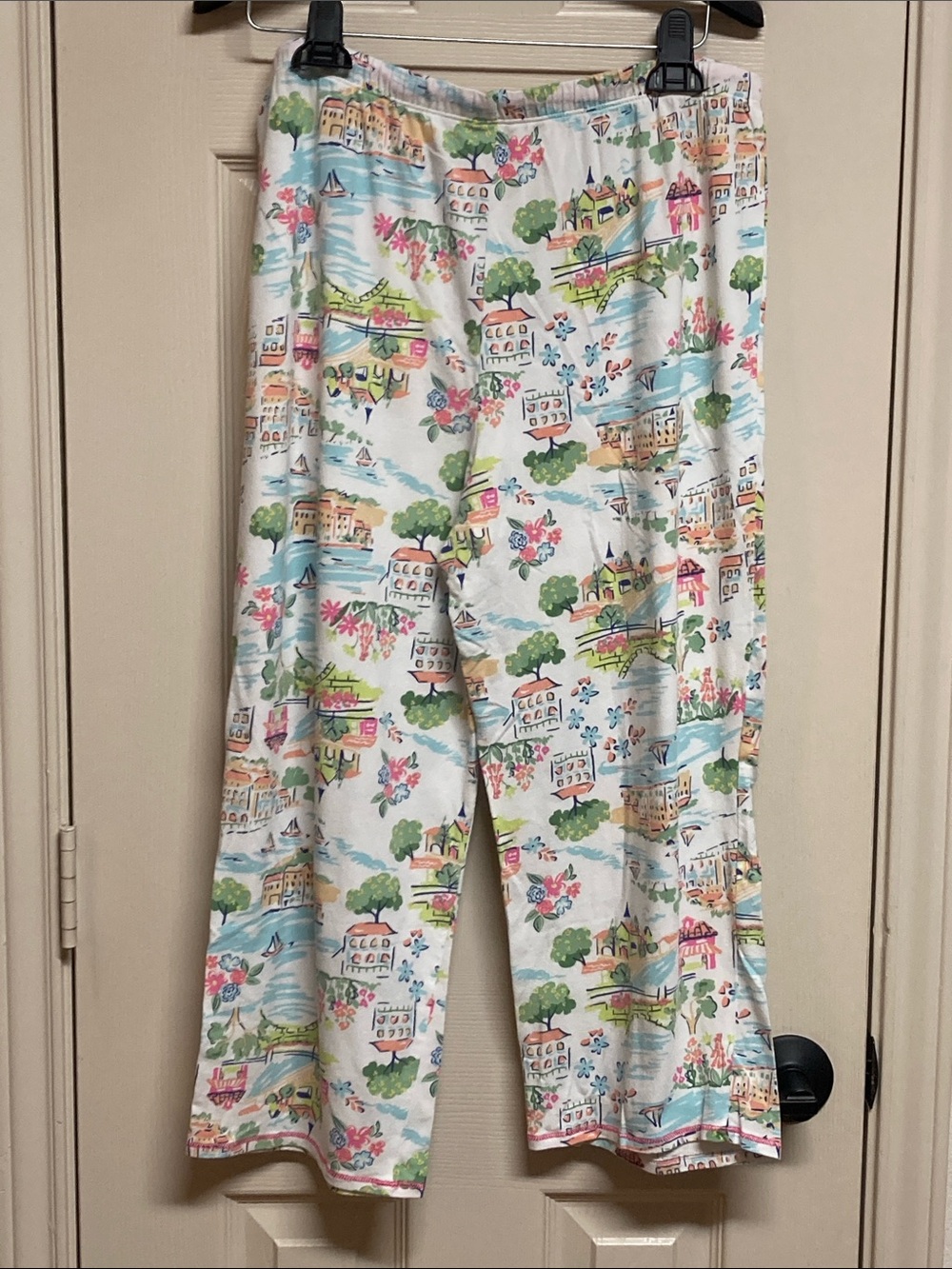 Cuddl Duds Women's Short-Sleeve Cropped Pajama Set Spring Scene Size M - Picture 5 of 5